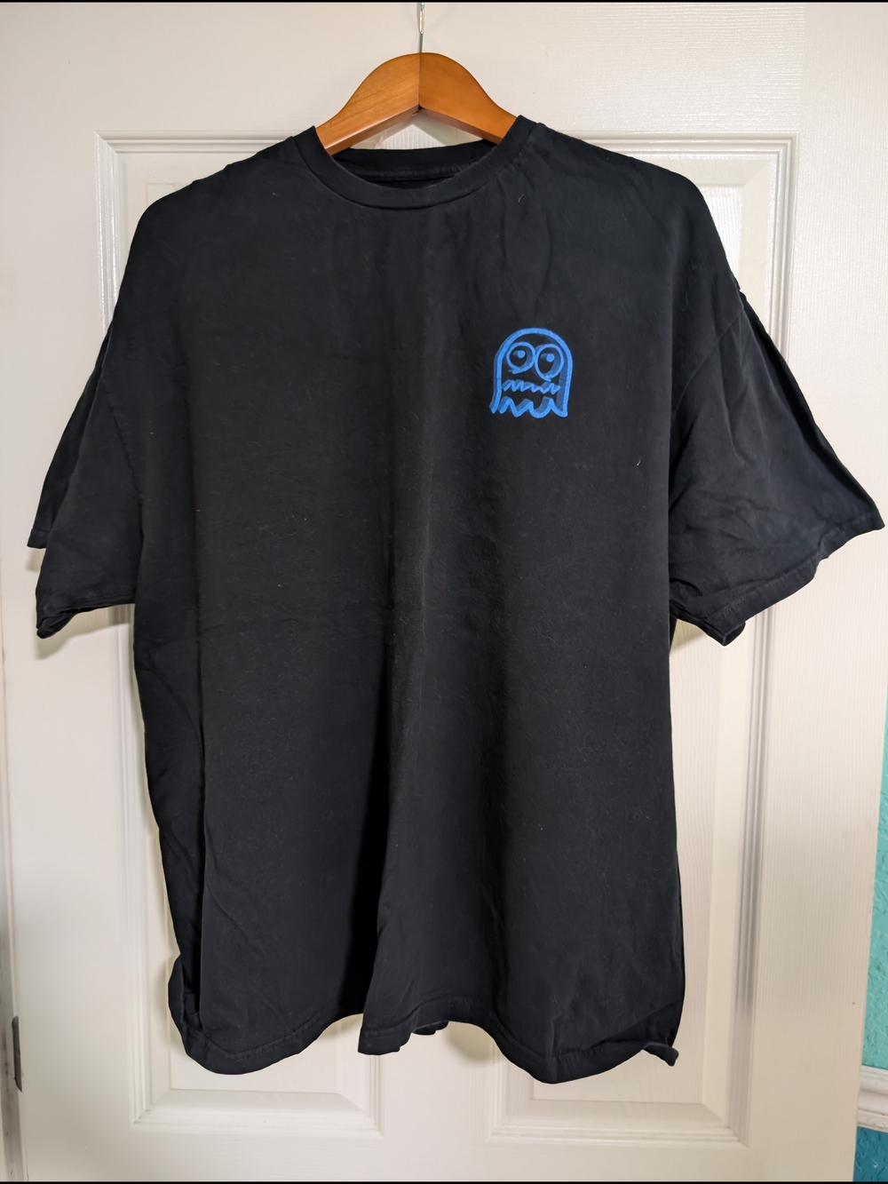 MITH Black Graphic Tee with Blue Ghost Logo XXL